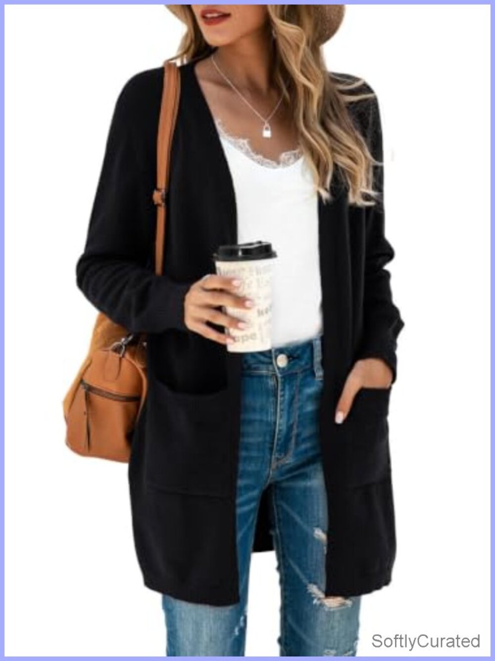 TASAMO Open Front Cardigan Sweater with Pockets Loose Fit Knit